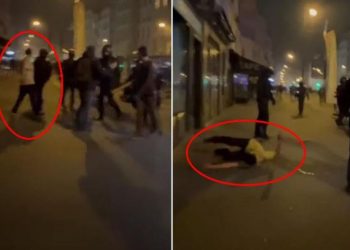 Fransa’daki gösterilerde polis, protestocuyu yumrukla yere serdi! Görüntü birimleri harekete geçirdi
